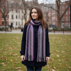 Missoni Multicolor Zigzag Scarf in Black, Pink, and Purple